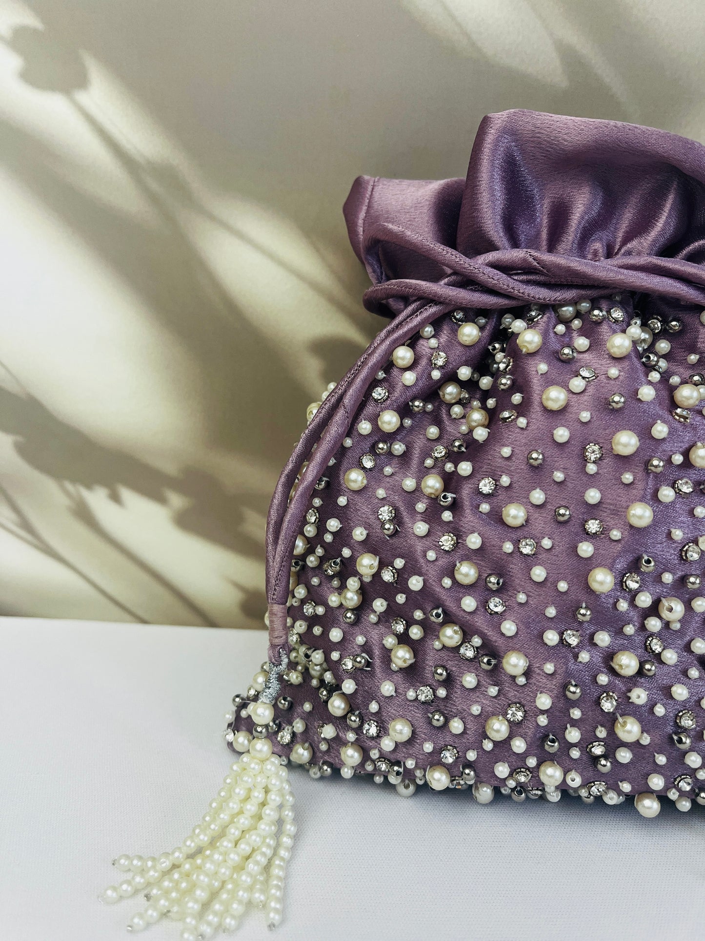 Mukta Purple Pearl Potli Bag