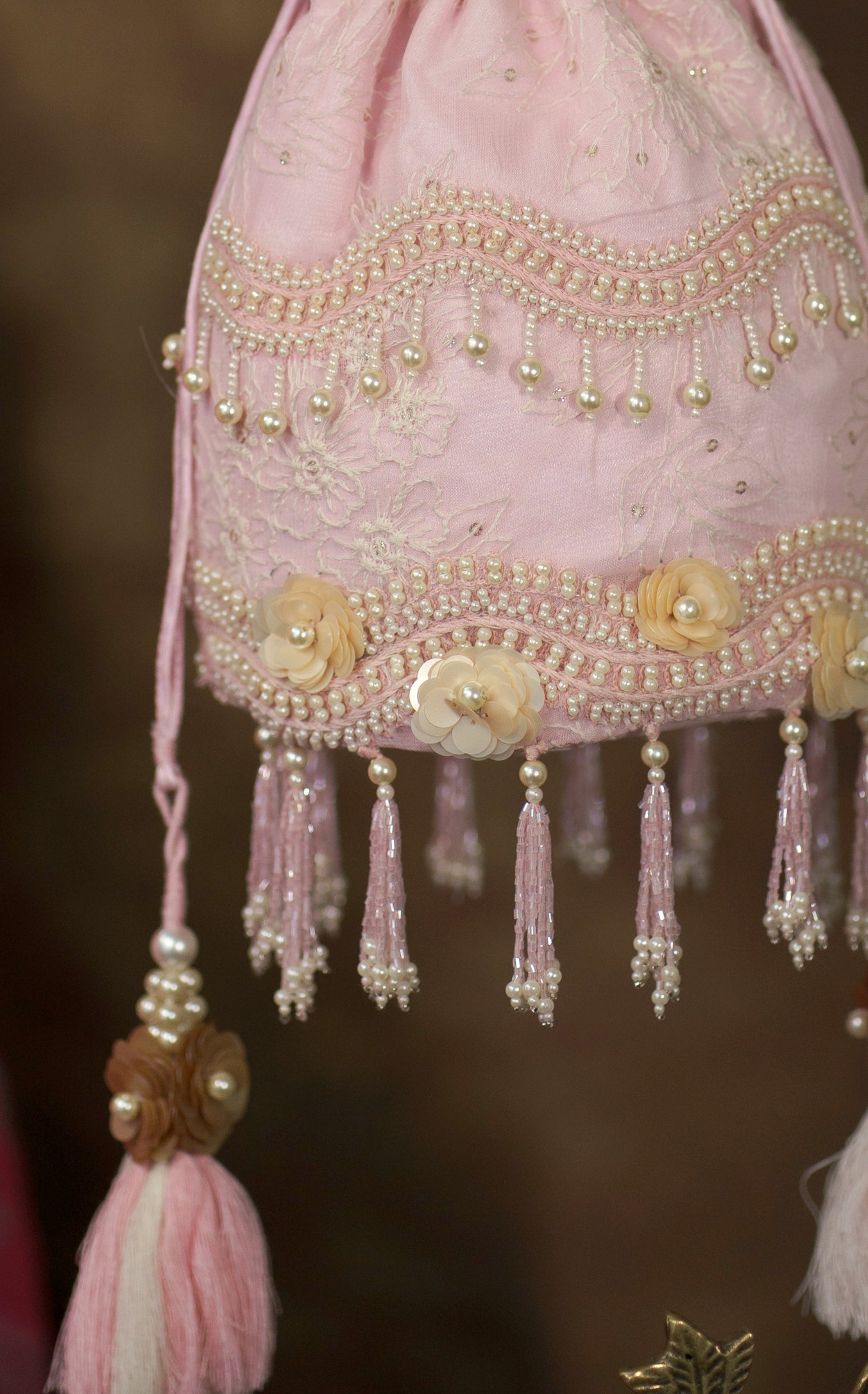 Nirali - Threadwork Pink Bucket Bag