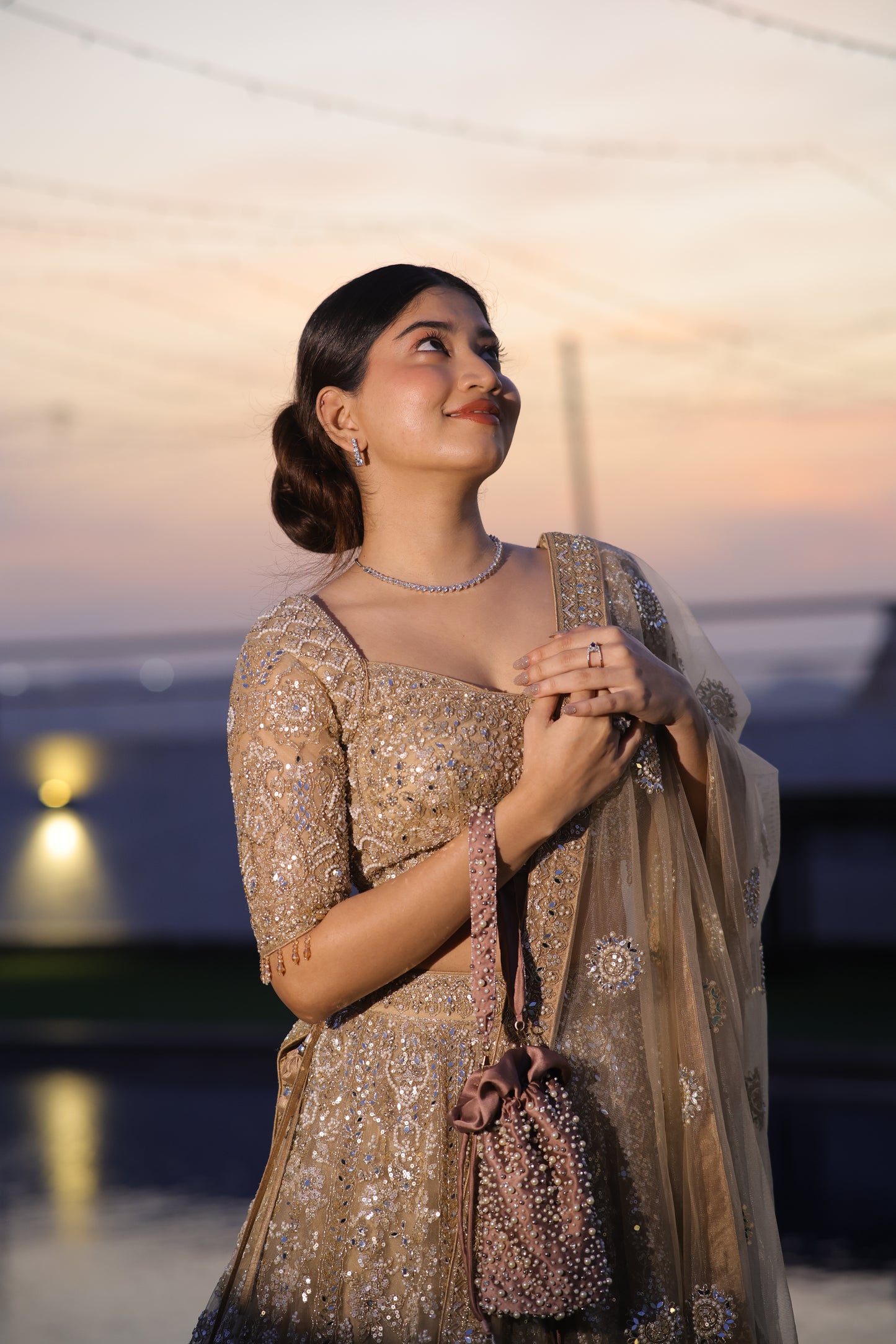 Mukta Rosewood Pearl Potli Bag