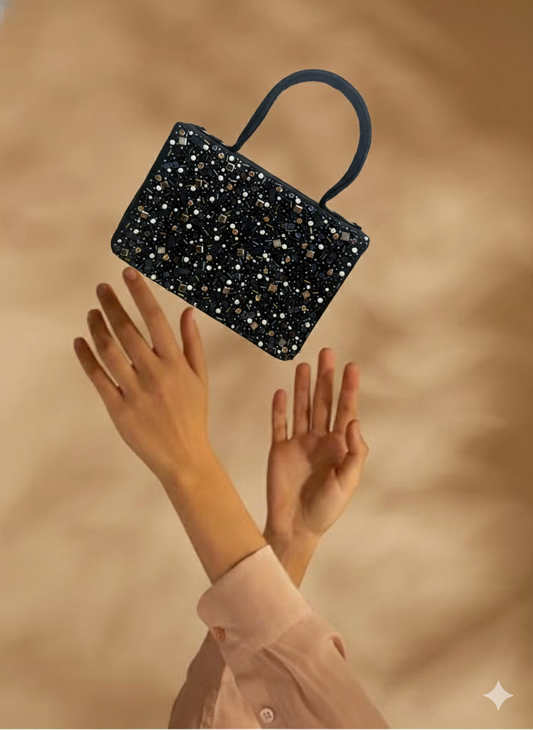 Celestial Embroidered Mini Black Crossbody