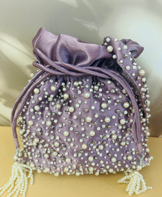 Mukta Purple Pearl Potli Bag