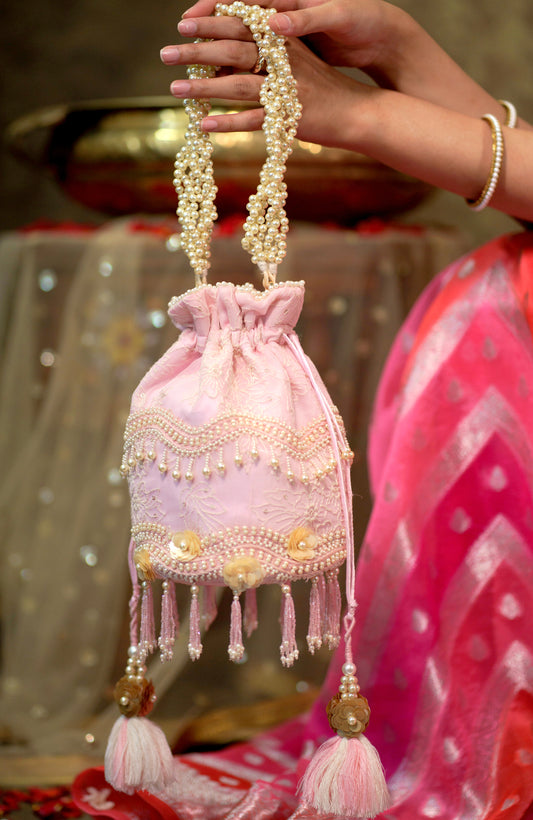 Nirali - Threadwork Pink Bucket Bag