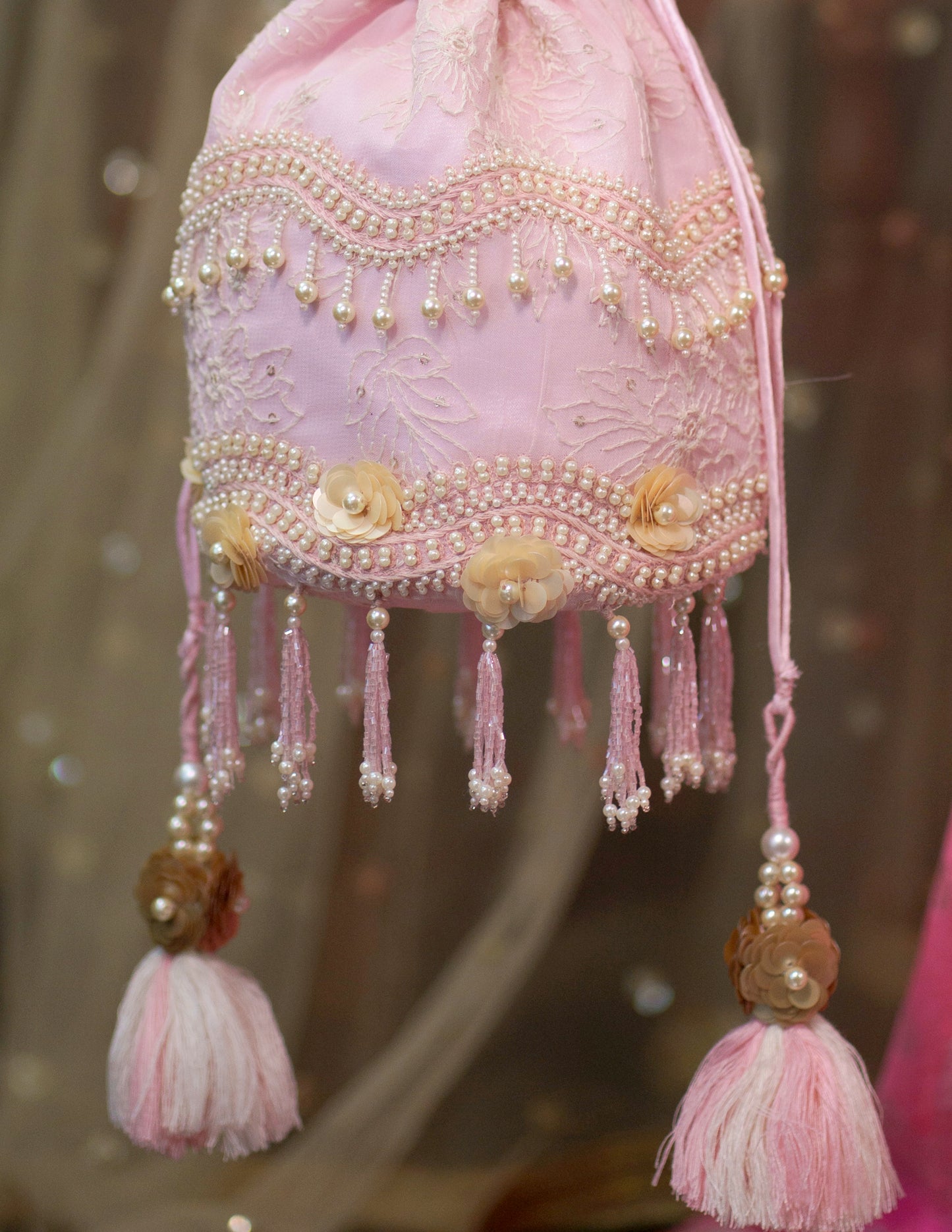 Nirali - Threadwork Pink Bucket Bag