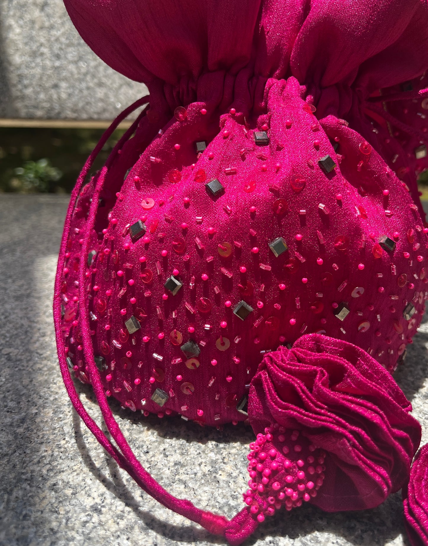 Malini Sequin Bucket Bag- Pink Colour