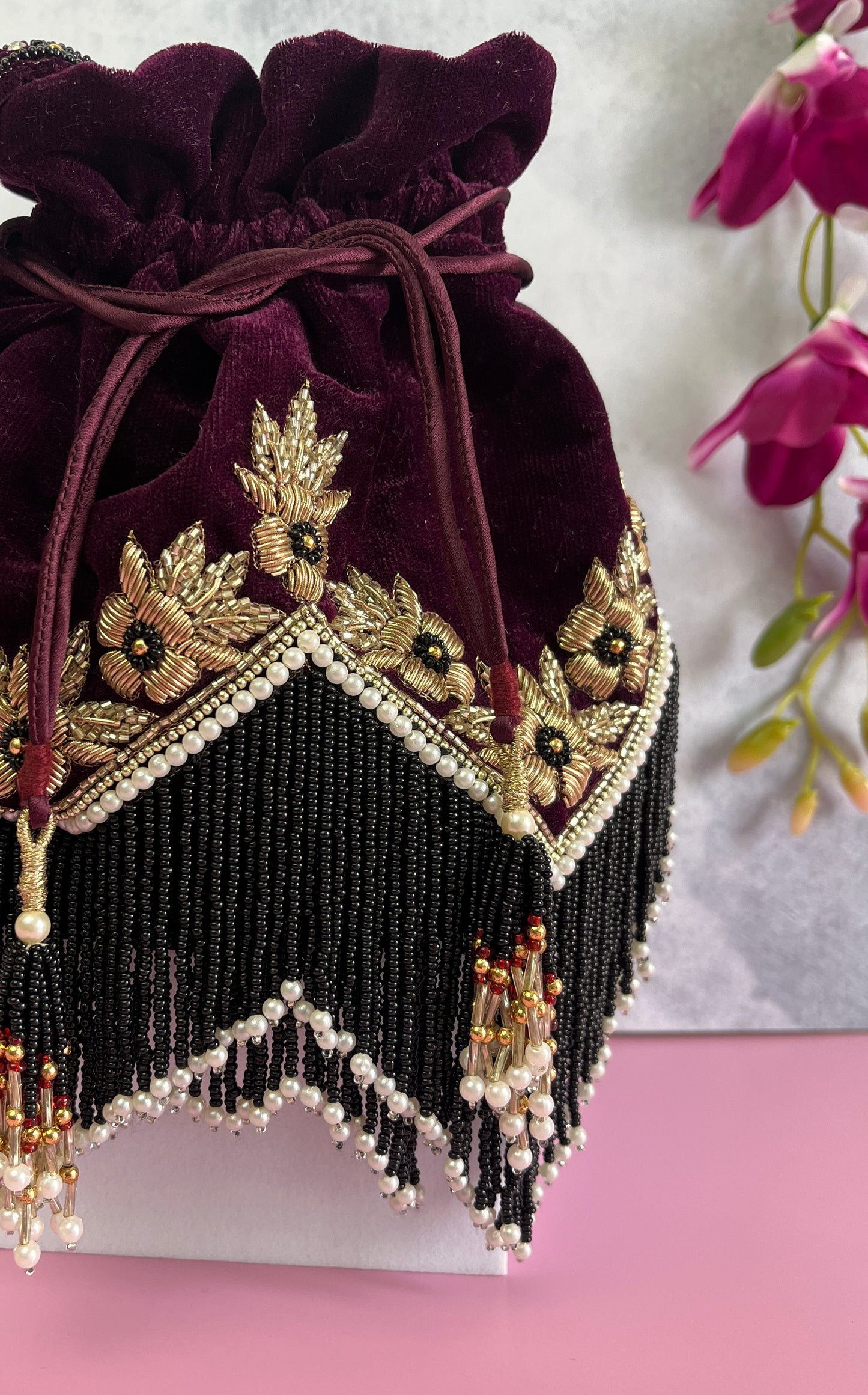 Zarina Purple Velvet Potli Bag