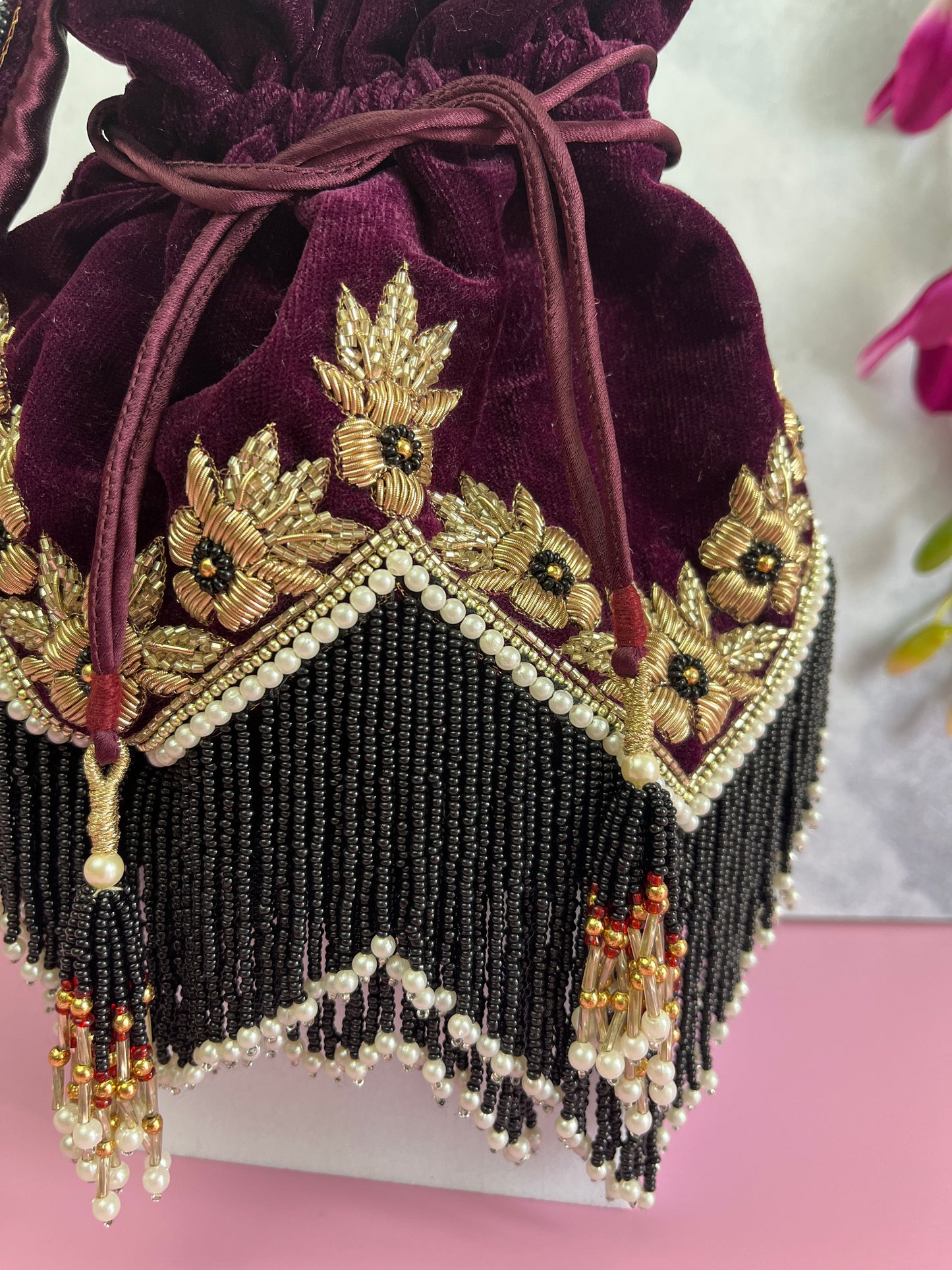 Zarina Purple Velvet Potli Bag