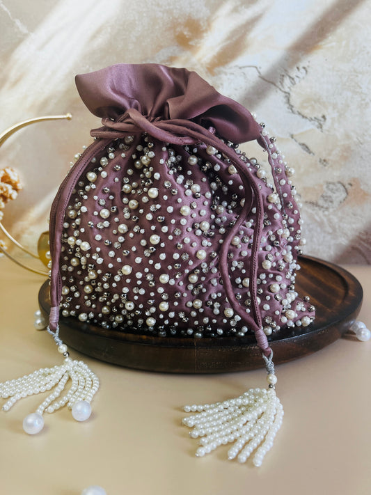Mukta Rosewood Pearl Potli Bag