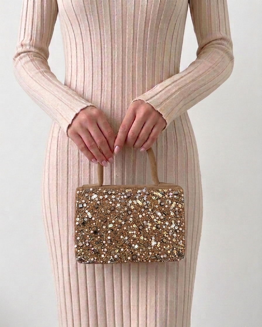 Celestial Embroidered Mini Nude Crossbody